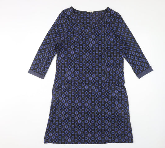 White Stuff Women's Blue Geometric Shift Dress Size 14