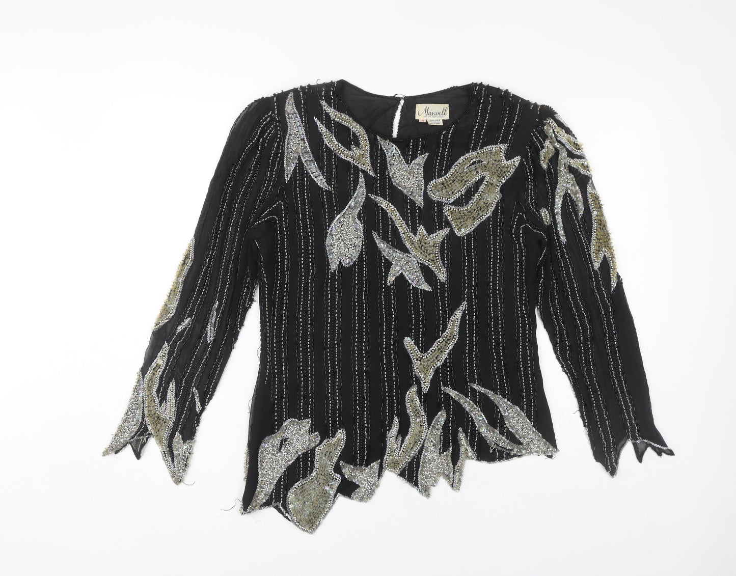 Maxwell Women's Black Beaded Long Sleeve Top M