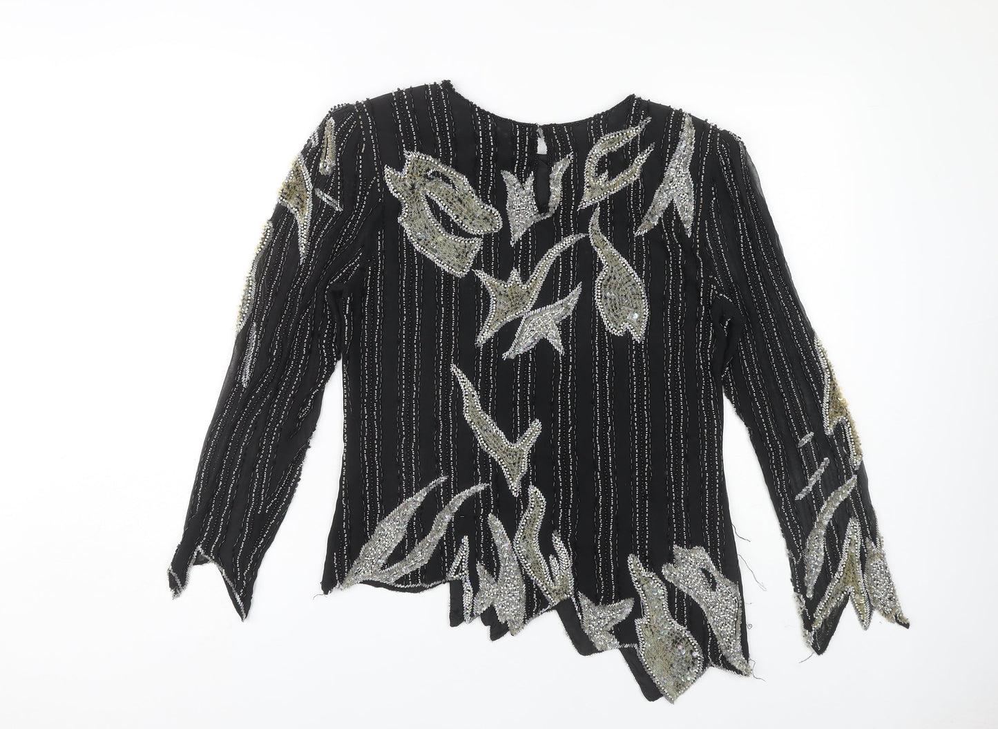 Maxwell Women's Black Beaded Long Sleeve Top M