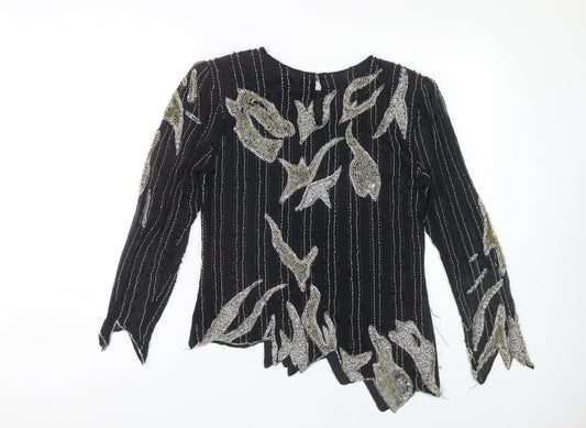 Maxwell Women's Black Beaded Long Sleeve Top M