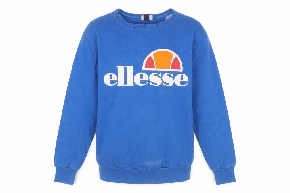Front view of Ellesse Men's Blue Pullover Sweatshirt XS, Logo Print