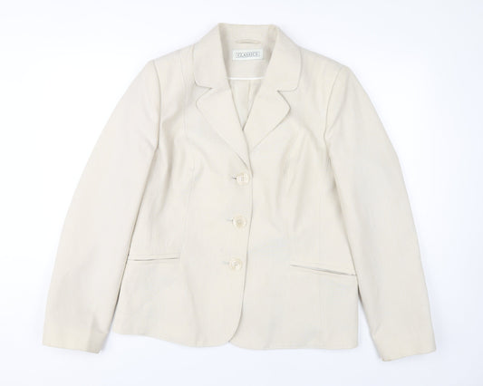 BHS Women's Beige Blazer Jacket - Size 16