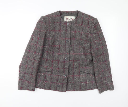 Eastex Women's Grey Tweed Check Jacket Size 14