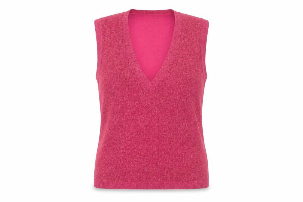 French Connection Women's Pink Sleeveless V-Neck Vest