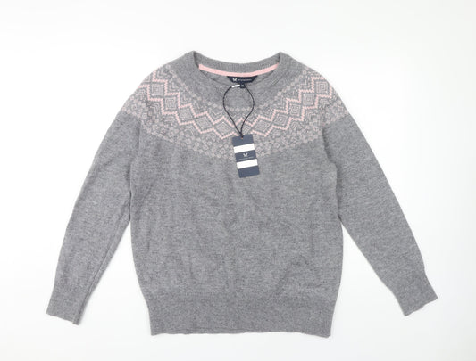 Crew Clothing Company Women's Grey Fair Isle Jumper Size 16