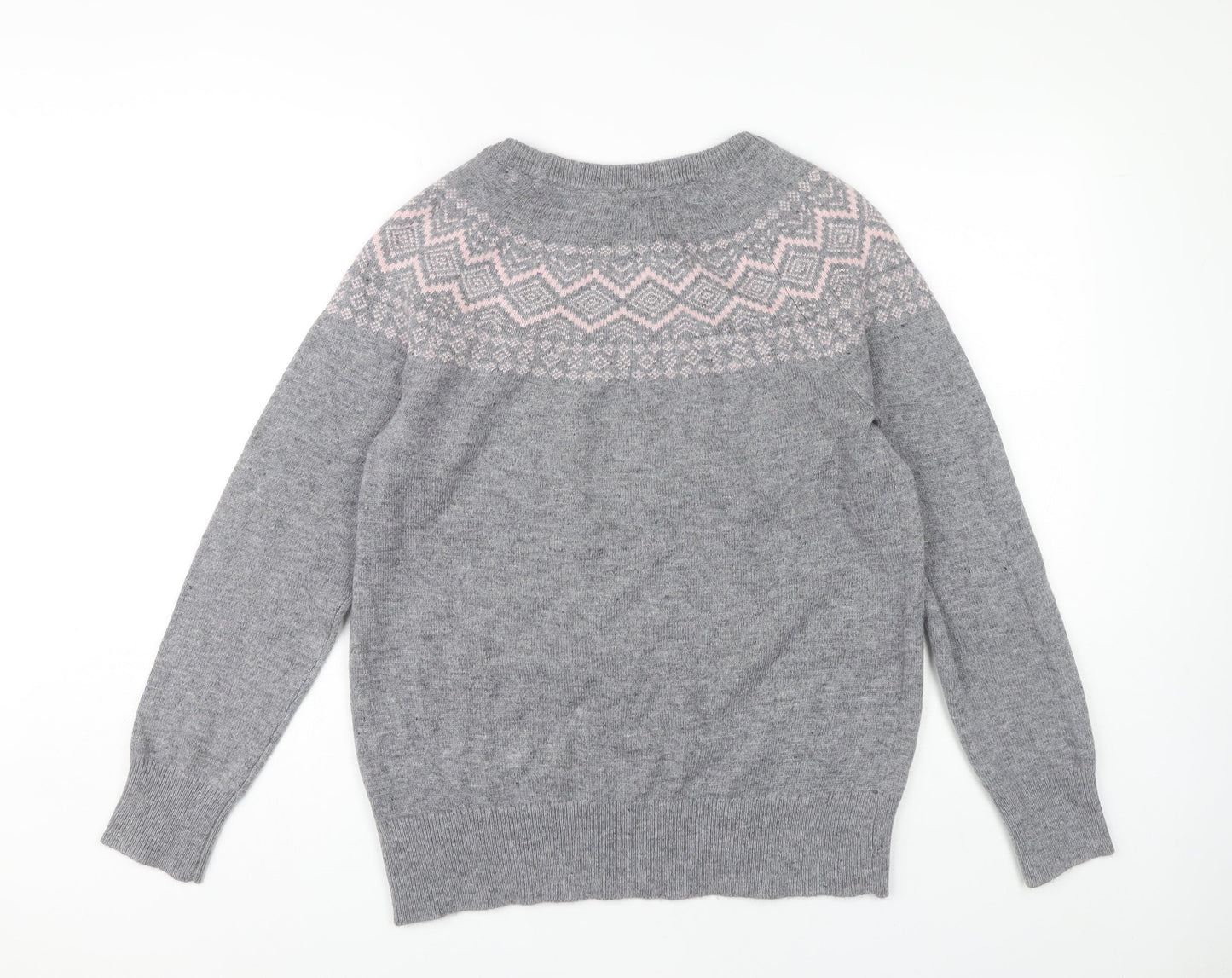 Crew Clothing Company Women's Grey Fair Isle Jumper Size 16