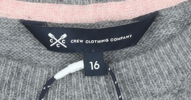 Crew Clothing Company Women's Grey Fair Isle Jumper Size 16