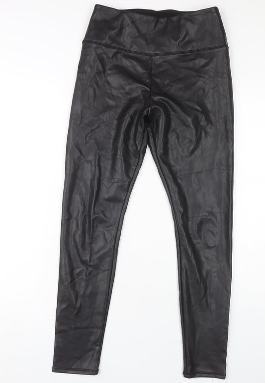 Hollister Women's Black Faux Leather Leggings M