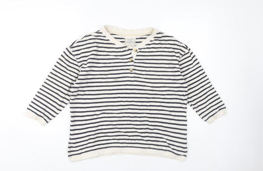 Fat Face Women's Striped 3/4 Sleeve Henley T-Shirt