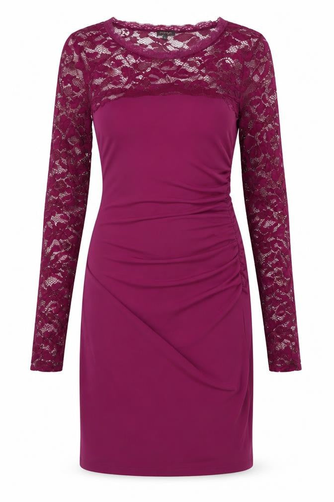 Phase Eight Women Pink Bodycon Dress Size 10 with Lace Accents