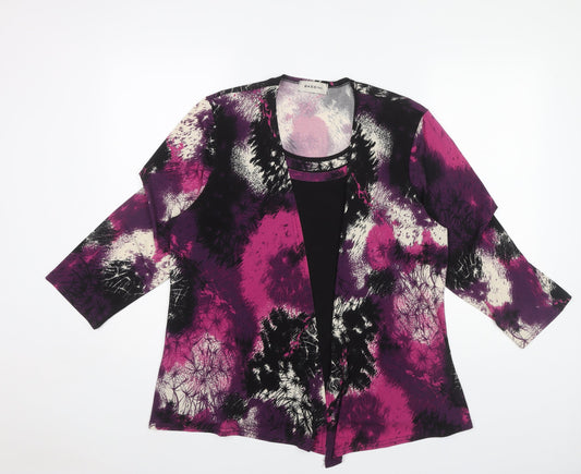 Bassini Women's Purple Floral 3/4 Sleeve Top Size 18