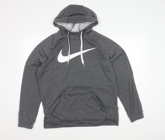 Nike Men's Grey Pullover Hoodie, M, Fleece, Logo