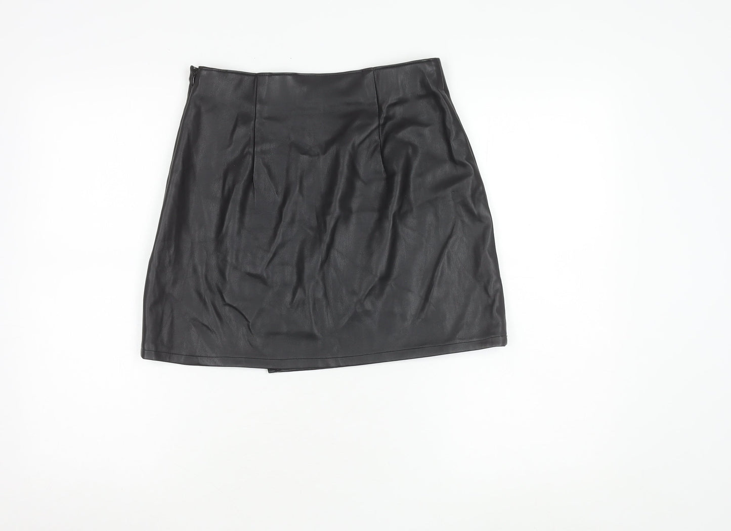 Hollister Women's Black Faux Leather Skirt M