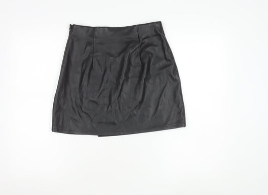 Hollister Women's Black Faux Leather Skirt M