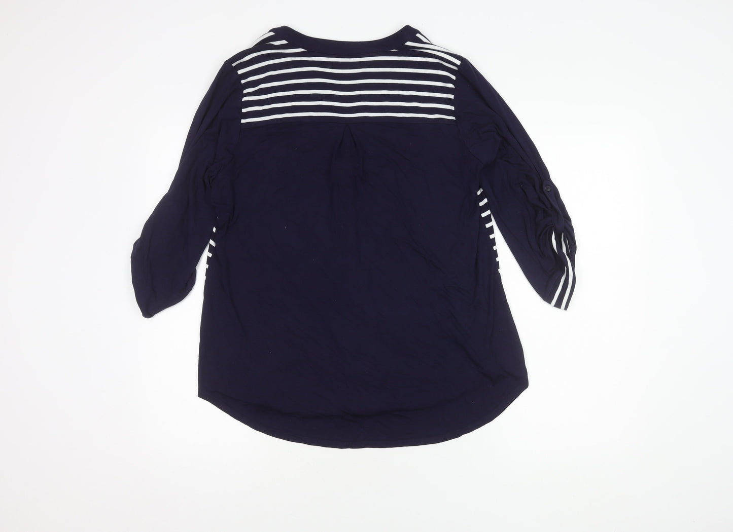 Roman Women Blue Striped Button-Up Top Size 14