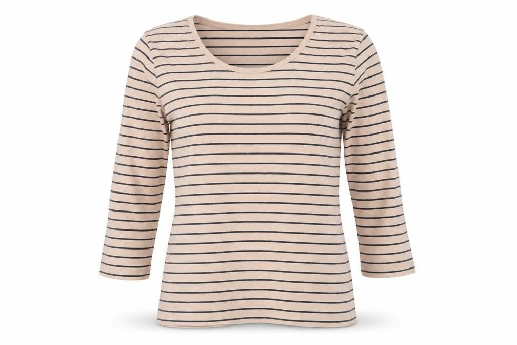 Cotton Traders Women's Pink Striped T-Shirt, Size 10