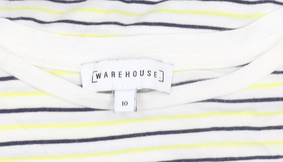Warehouse Women's Multicoloured Striped T-Shirt Size 10