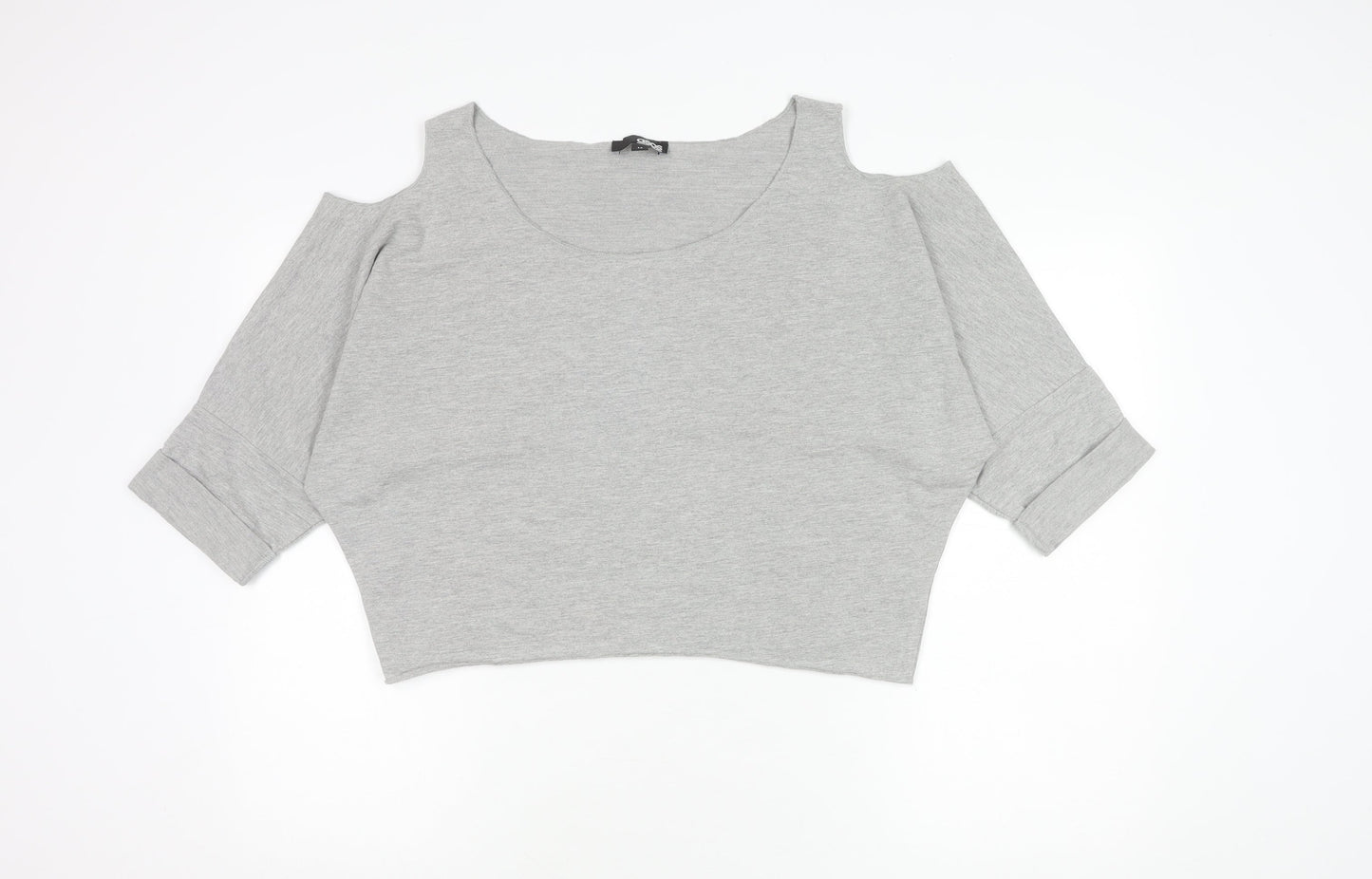 ASOS Women's Grey Cropped Cold Shoulder Top Size 14