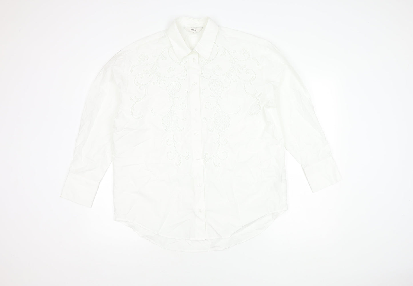 Marks and Spencer Women's White Embroidered Shirt