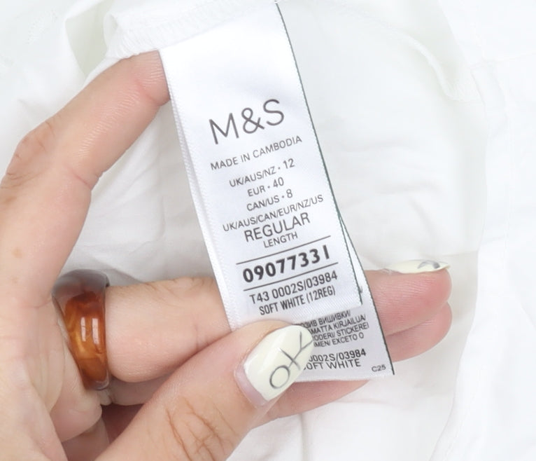 Marks and Spencer Women's White Embroidered Shirt