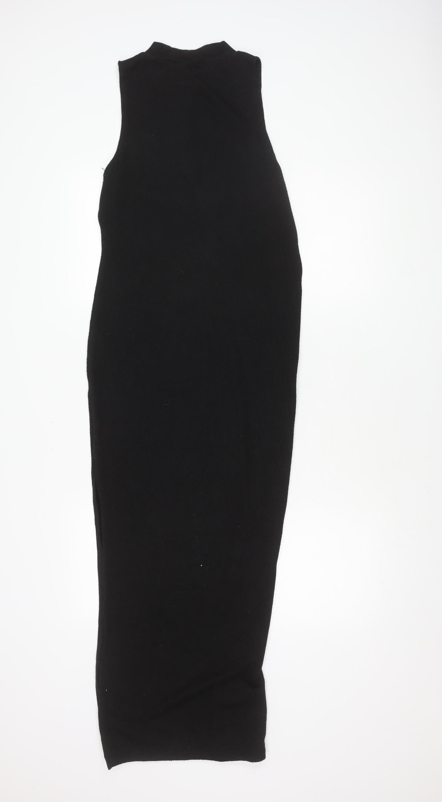 Pull&Bear Women's Black Sleeveless Mock Neck Dress