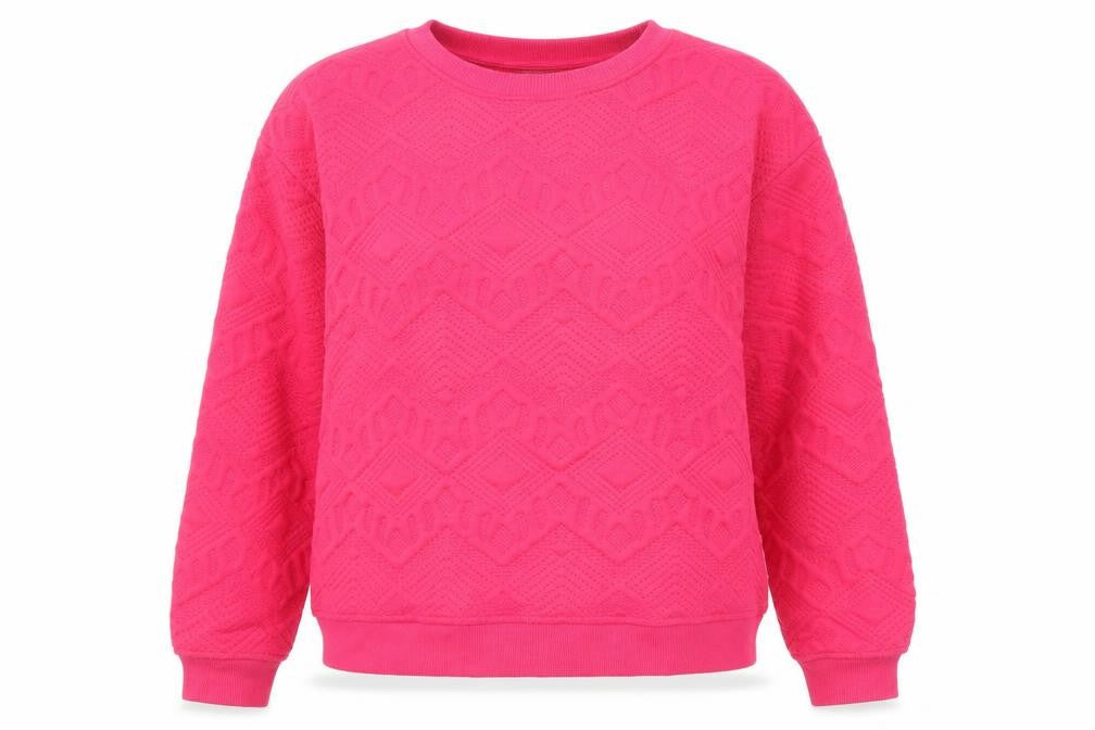 Zara Women's Pink Crew Neck Sweatshirt L - Geometric Design