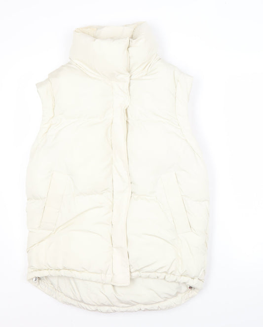 Bershka Women's Ivory Padded Waistcoat, Size S, Casual
