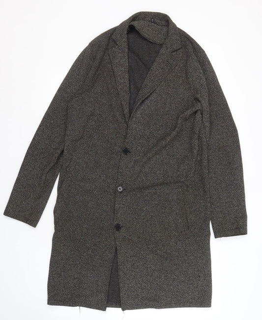 River Island Women's Grey Tweed Wool Overcoat S