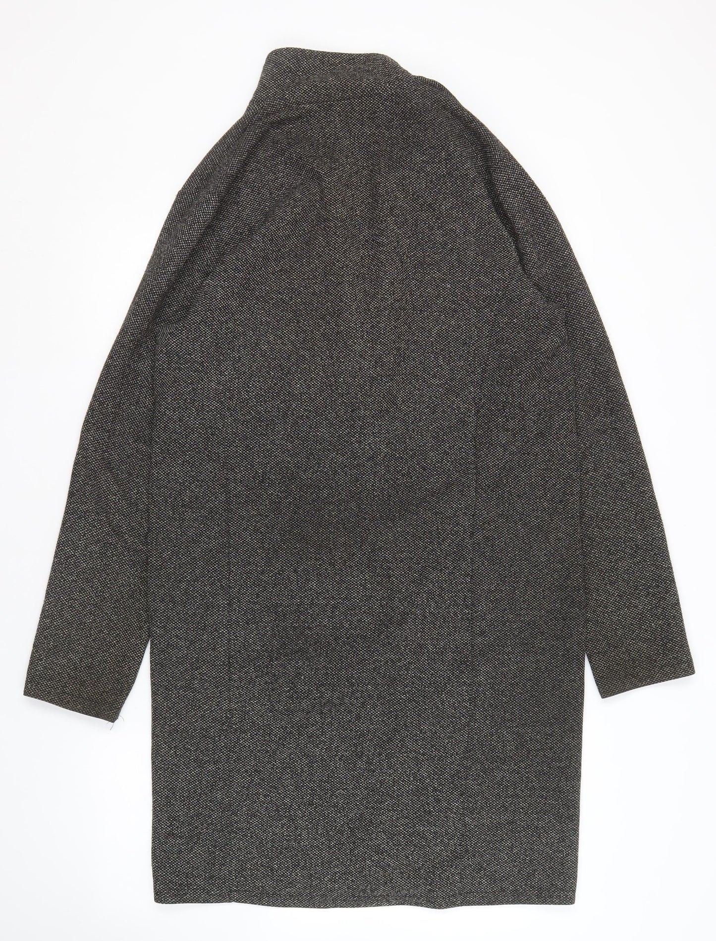 River Island Women's Grey Tweed Wool Overcoat S