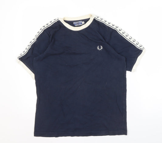 Fred Perry Men's Blue Medium Logo T-Shirt