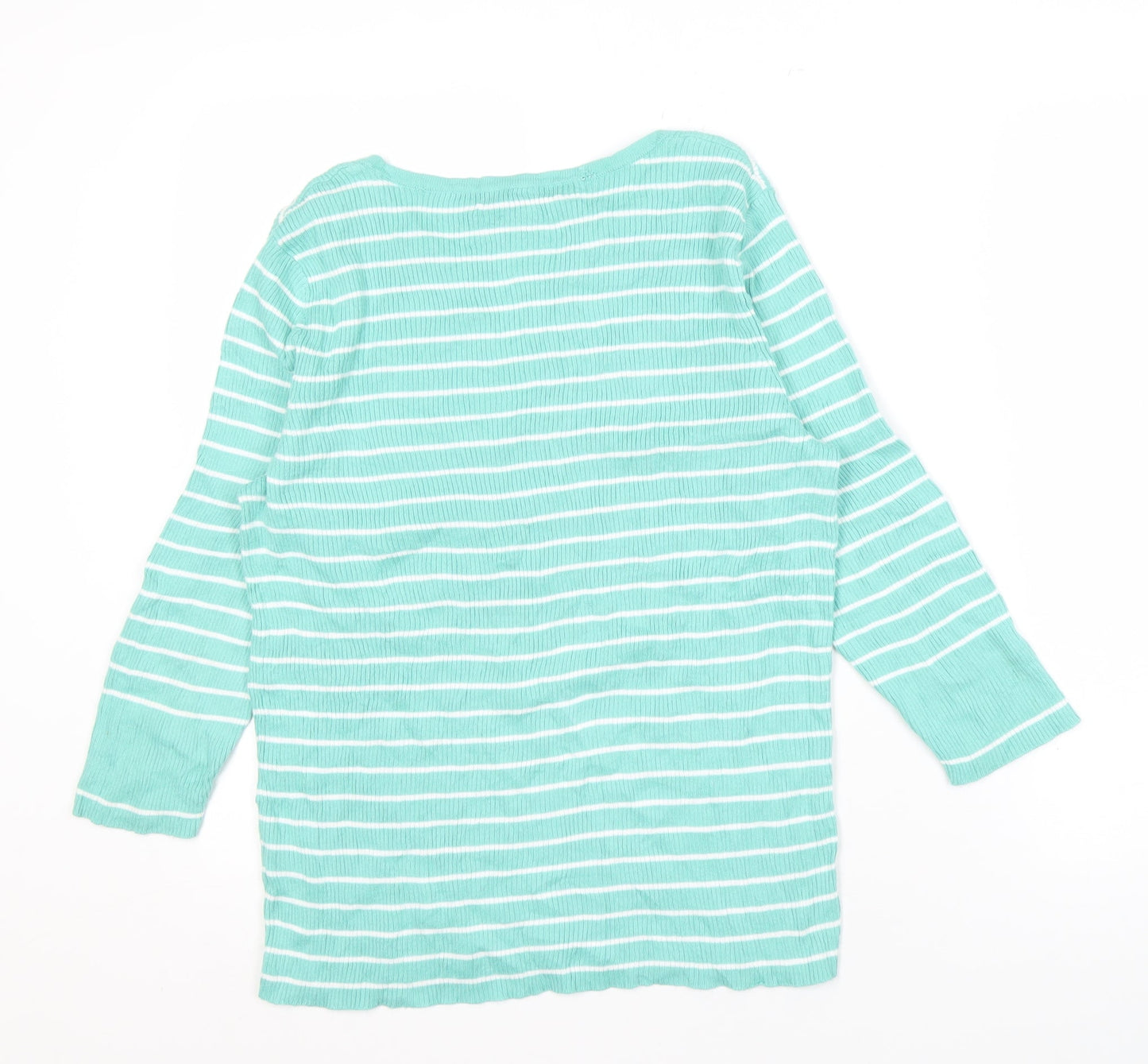 Lauren Ralph Lauren Women's Green Striped V-Neck Jumper