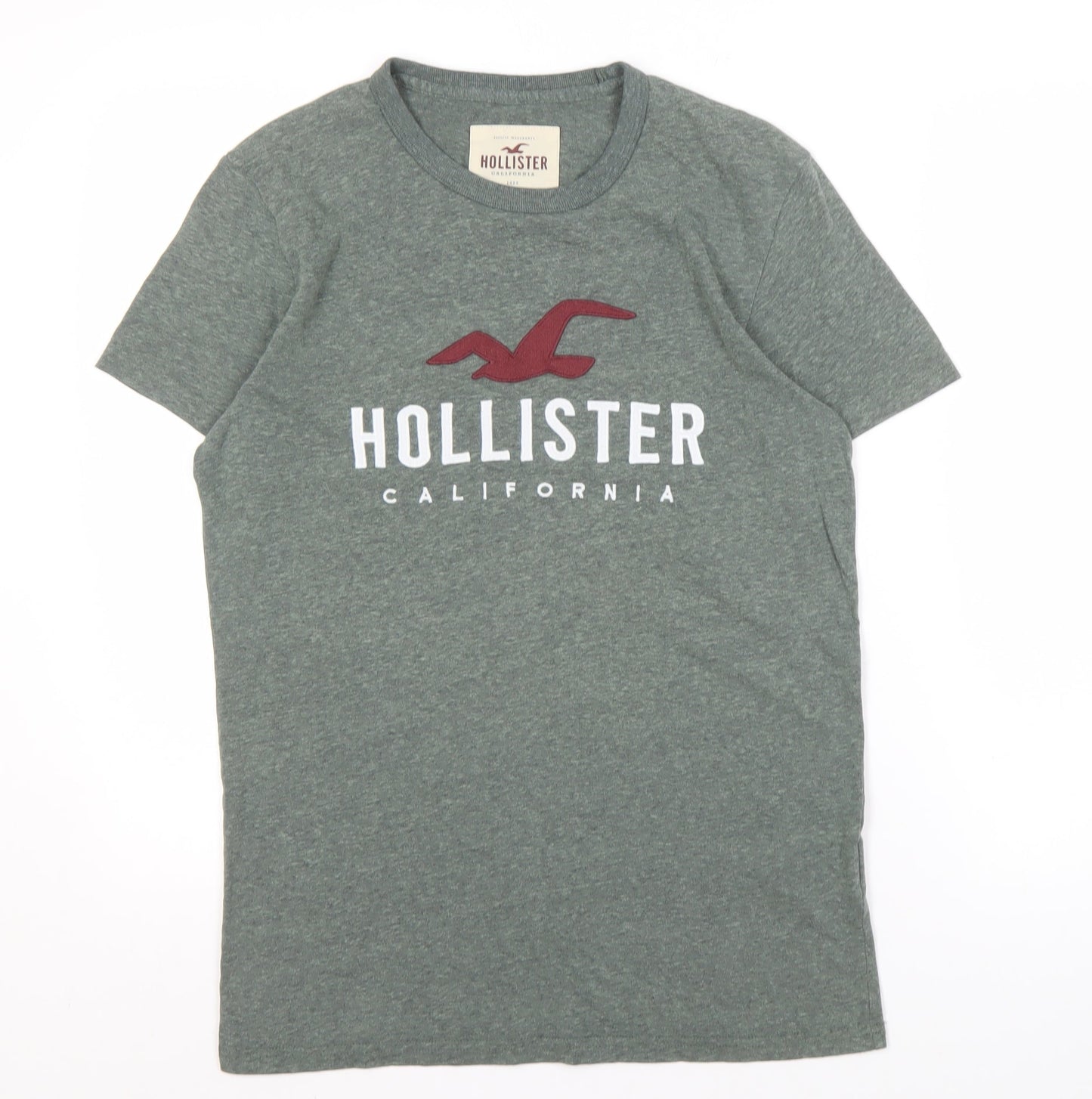 Hollister Men’s Green Logo T-Shirt, Size S, Crew Neck