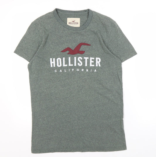 Hollister Men’s Green Logo T-Shirt, Size S, Crew Neck