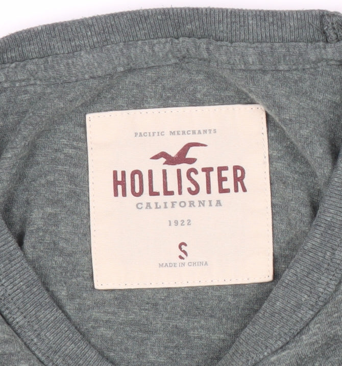 Hollister Men’s Green Logo T-Shirt, Size S, Crew Neck