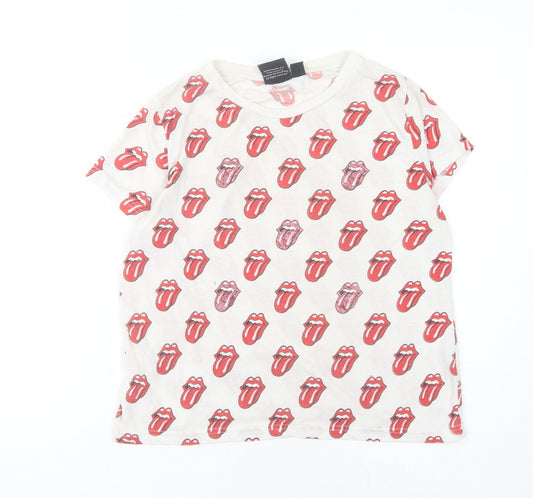 The Rolling Stones Women's White Graphic T-Shirt Size 10