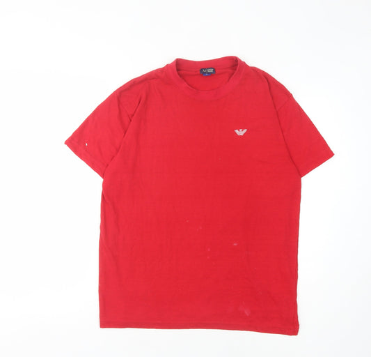 Armani Jeans Men’s Red Cotton T-Shirt L Crew Neck