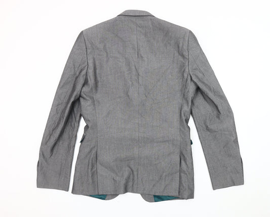 Next Men's Grey Long Length Blazer Jacket Size 38L