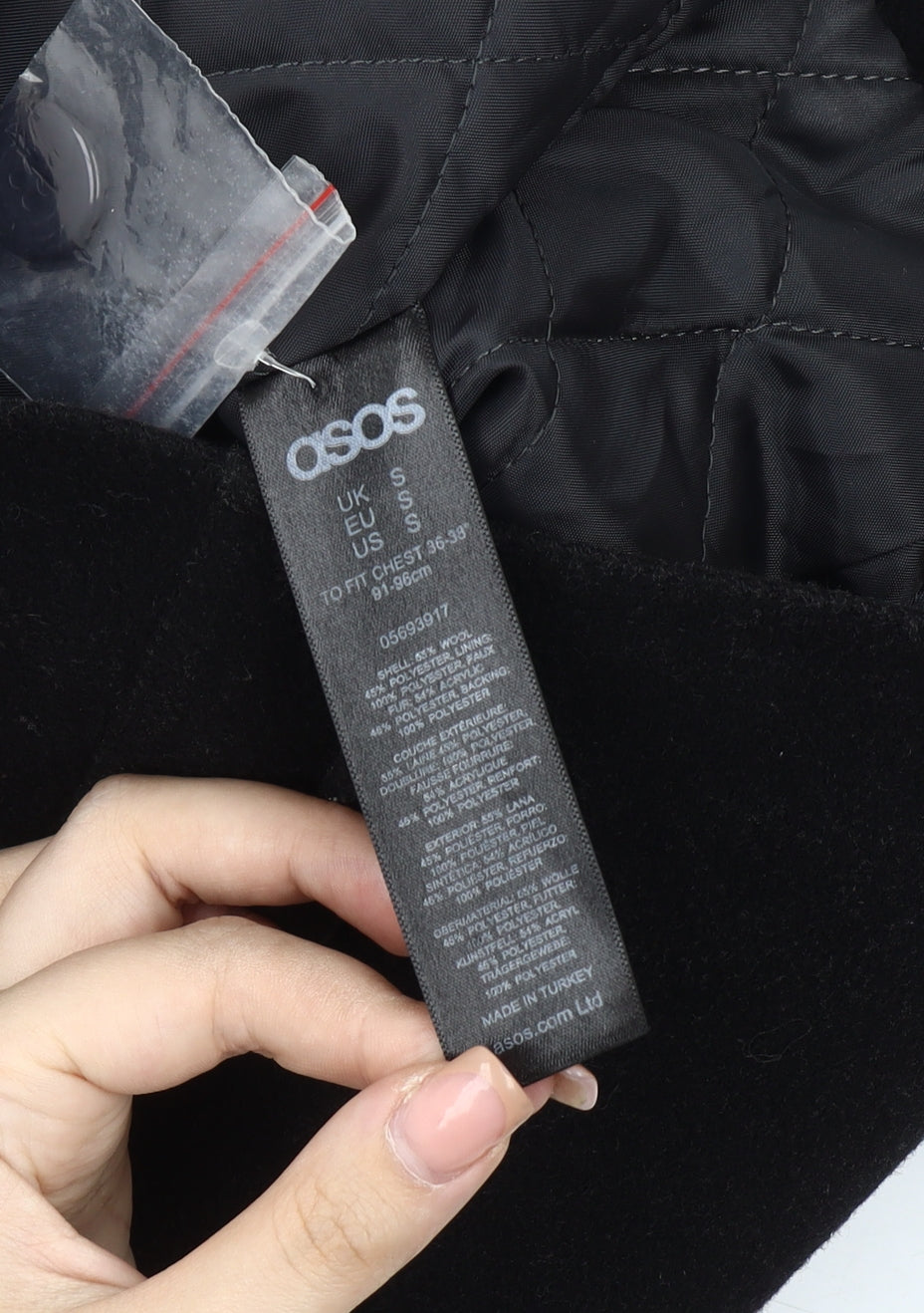 ASOS Unisex Black Biker Jacket, Size S, Zipped Pockets