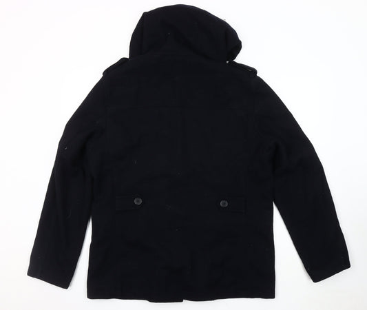 River Island Men's Black Wool Parka Jacket Size L