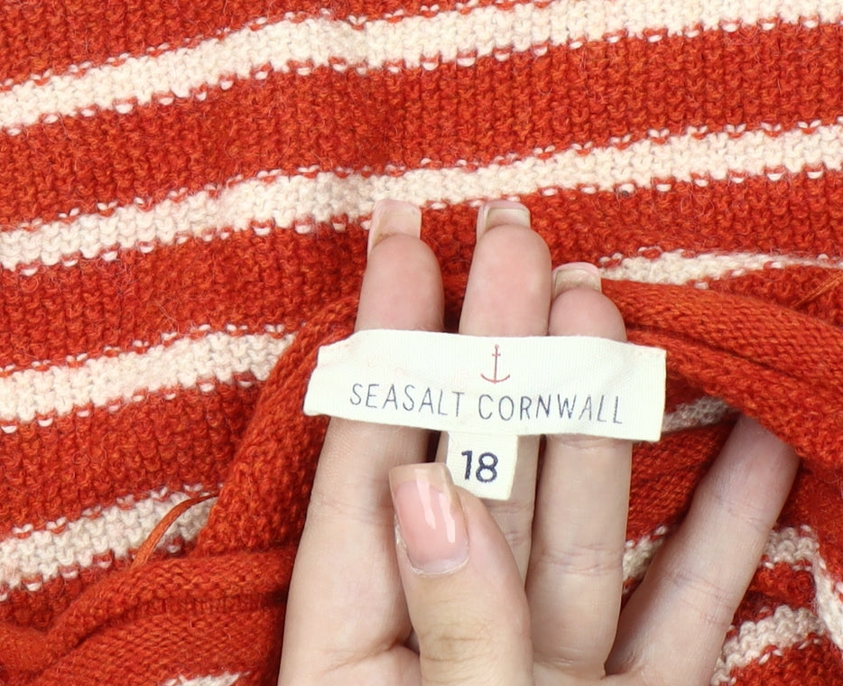 Seasalt Cornwall Women's Red Striped Pullover Jumper, Size 18