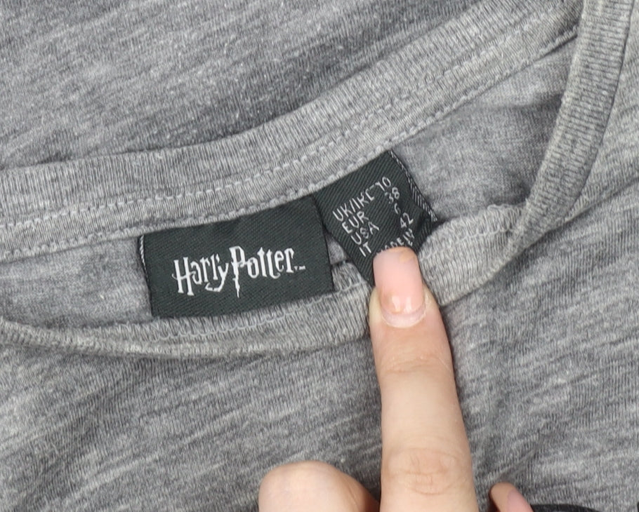 Harry Potter Women's Grey Hogwarts T-Shirt Size 10