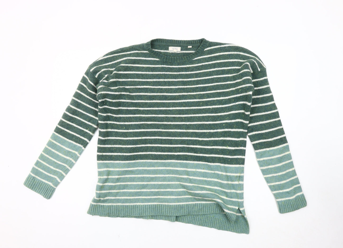 Fat Face Women's Green Striped Pullover Jumper Size 10