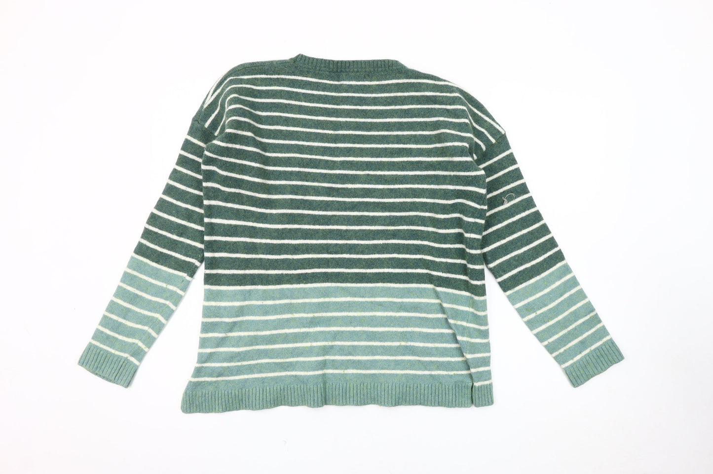 Fat Face Women's Green Striped Pullover Jumper Size 10