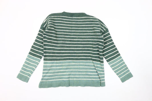 Fat Face Women's Green Striped Pullover Jumper Size 10