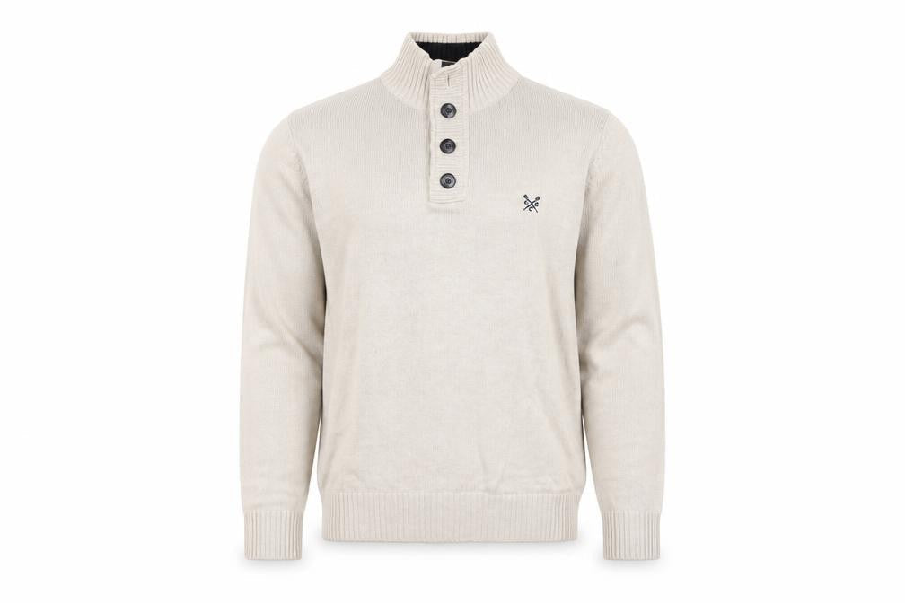 Crew Clothing Men's Beige Henley Jumper Size S