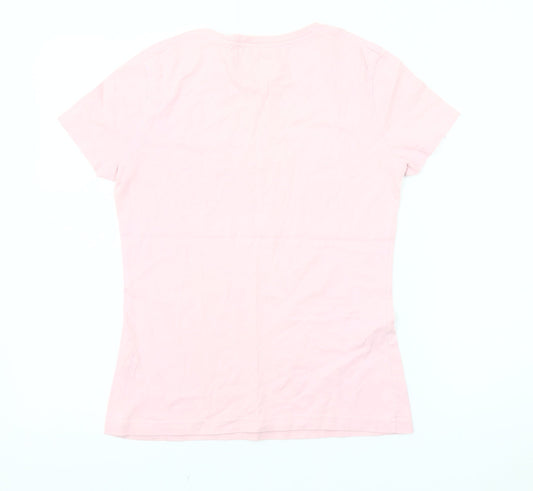 Jack Wills Women's Pink T-Shirt, Size 4, Casual Crew Neck