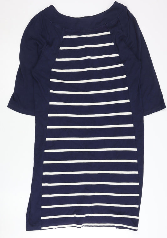 Joules Women's Blue Striped Raglan Sleeved Dress Size 16