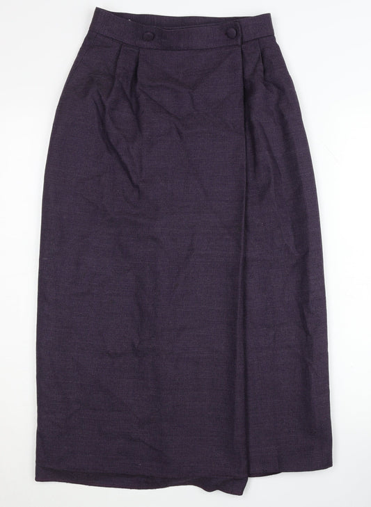 Laura Ashley Women's Purple Wool Midi Skirt Size 12