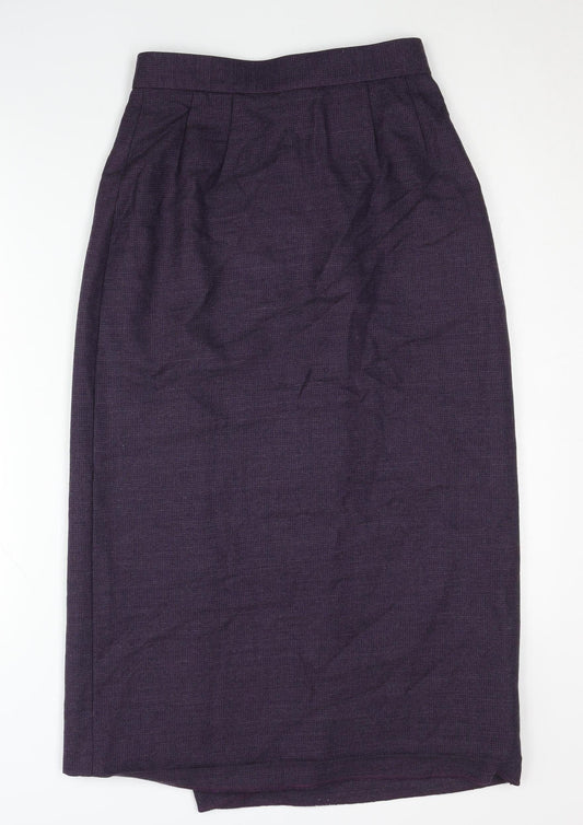 Laura Ashley Women's Purple Wool Midi Skirt Size 12