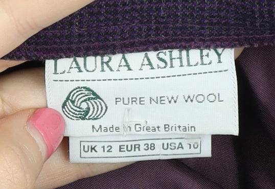 Laura Ashley Women's Purple Wool Midi Skirt Size 12